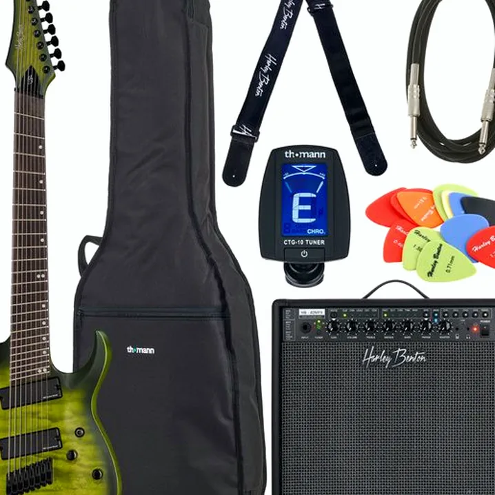 La chitarra elettrica Harley Benton MultiScale-8 QEB Set Recensione, Test & Confronto