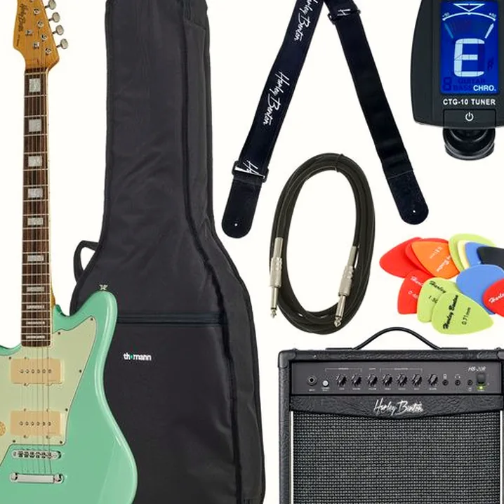 Test e Recensione Chitarra Elettrica Harley Benton JA-60CC LH Seafoam Gree Set